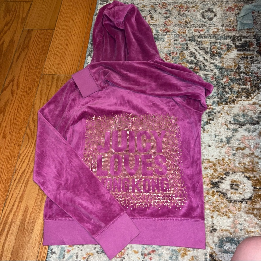 JUICY COUTURE JUICY LOVE HONG KONG MAGENTA VELOR TRACK HOODIE